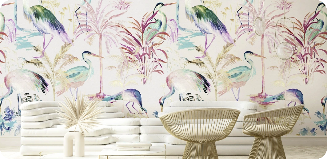 Flamingos wallpaper look stunning at living room area